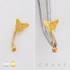 SYNTHETIC OPAL GLITTER BUTTERFLY 316L SURGICAL STEEL CURVED BARBELL/EYEBROW
